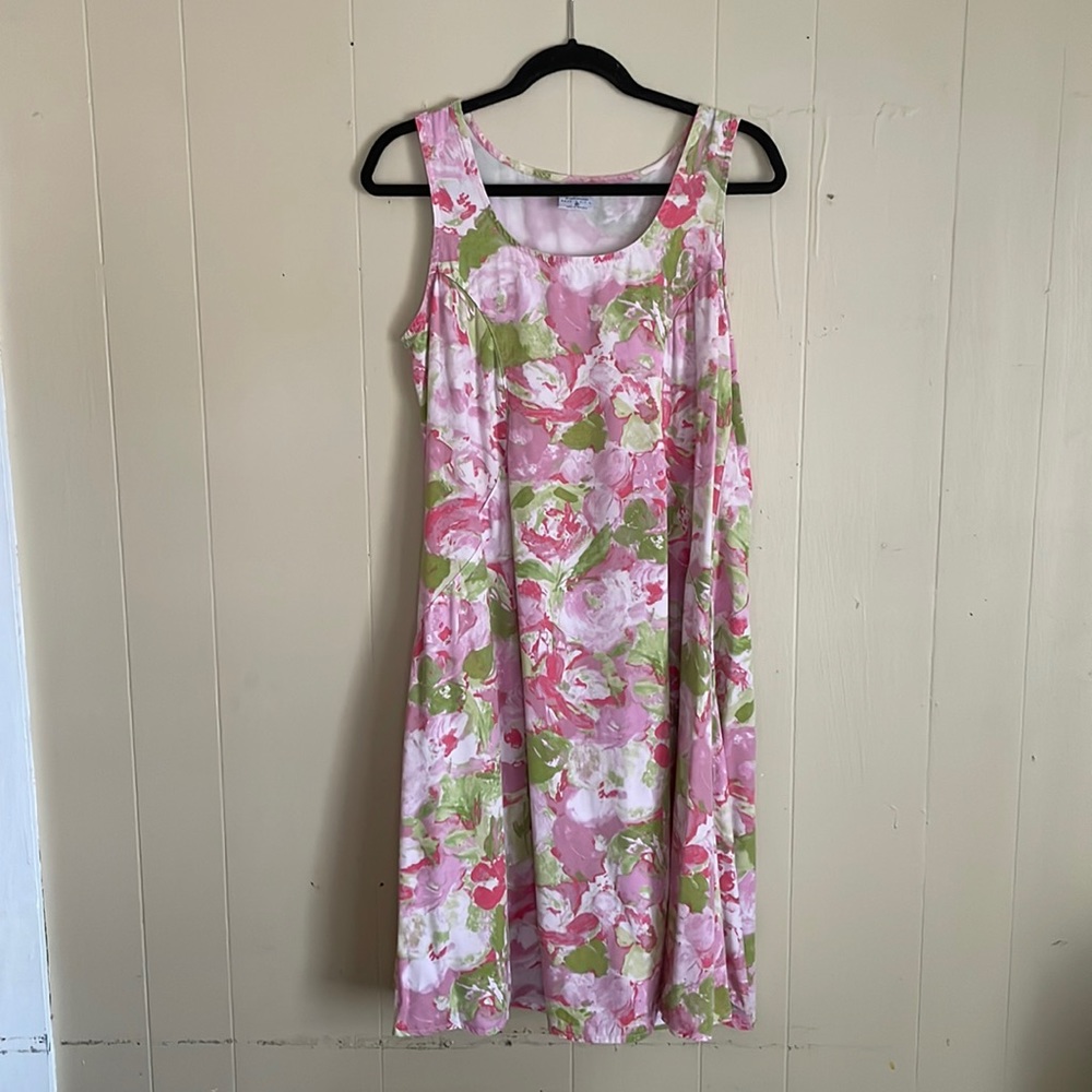 Vintage 90s Fitted Floral Canvas Dress Click by Color Me Cotton Size Medium